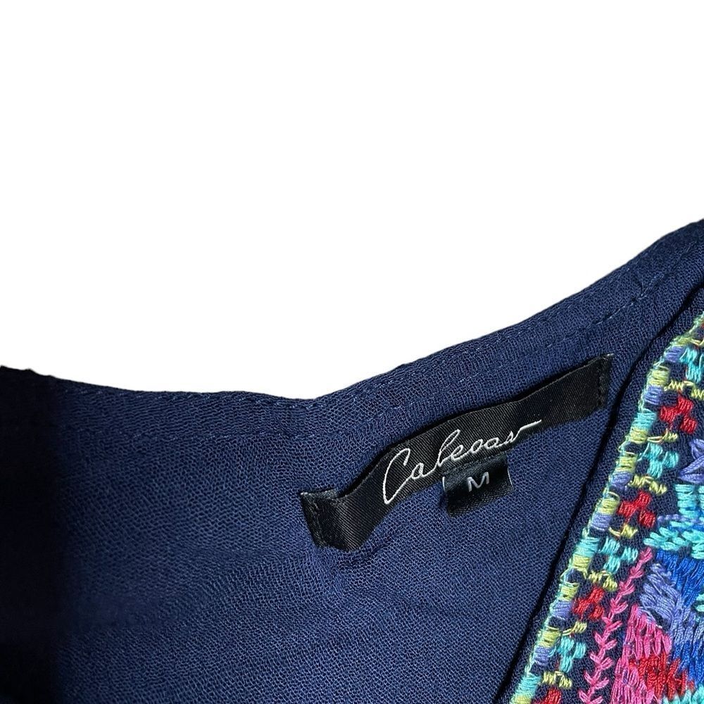 Calessa Embroidered Blouse Blue Size Medium - image 5